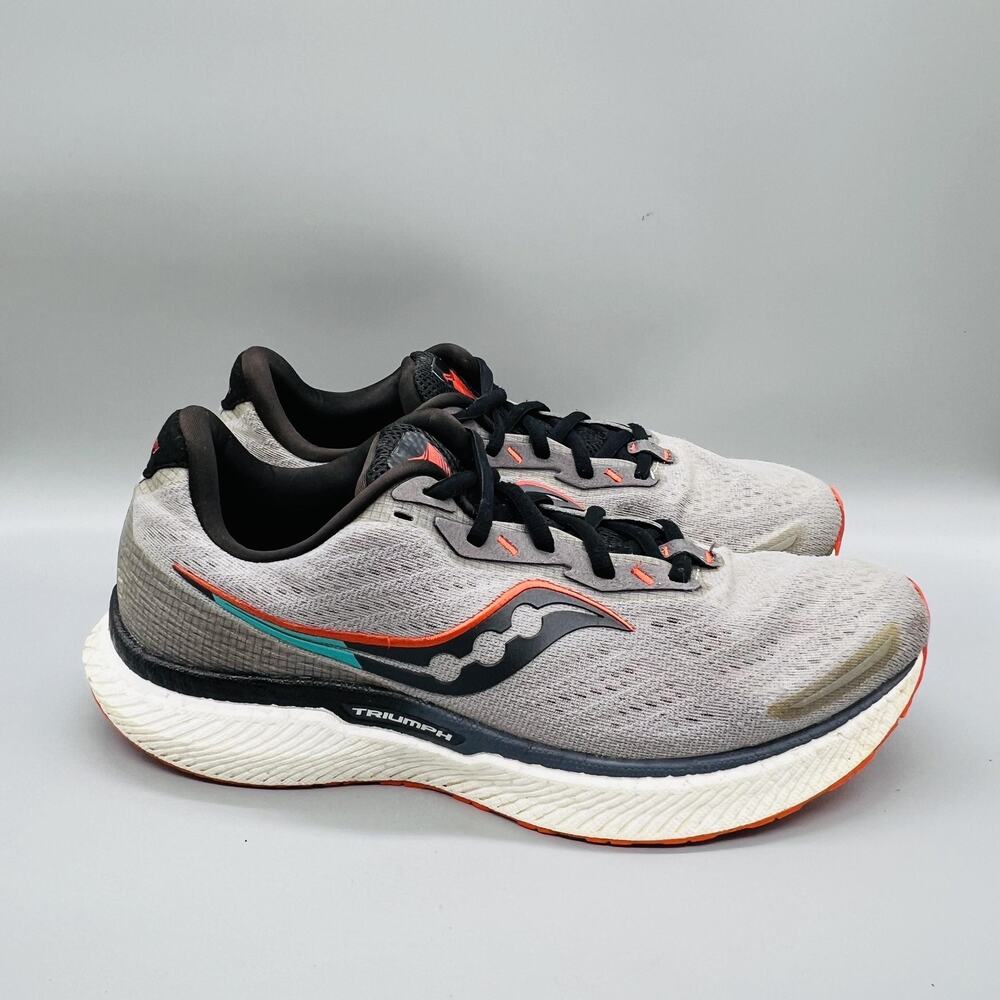 Saucony Shoes Mens 11 Gray Textile Triumph 19 Road Running Athletic Sneakers